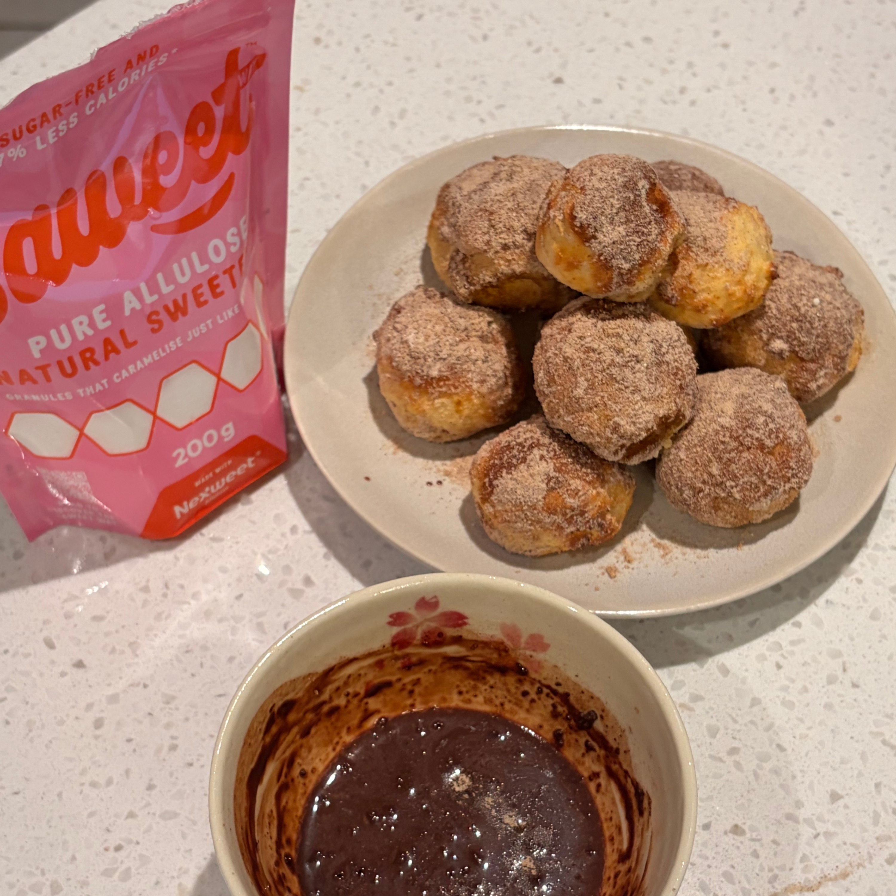 Sugar Free Donut Holes & Chocolate Sauce